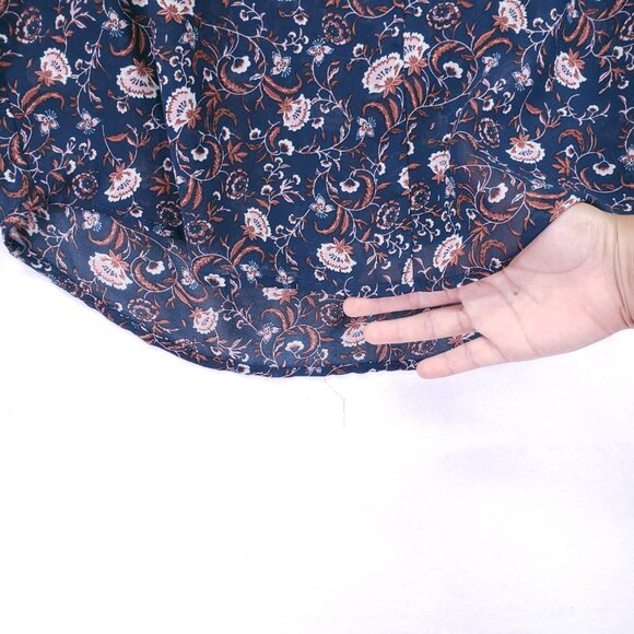 Where Are You From Multicolor Lightweight Sheer Floral Long Sleeve Blouse Small - Picture 8 of 15